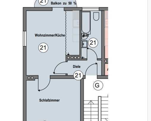 2-Zimmer-Wohnung mit Balkon