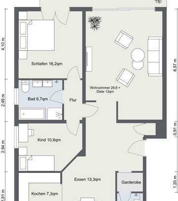 Hochwertige, top sanierte 110qm, 3 1/2 ZW Gartenwohnung incl. Luxuseinbauküche, viele Extras