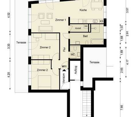 Termin unter 0172-326 11 93 Dachgeschosswohnung mit großem Balkon und Weitblick