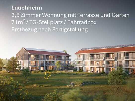 3,5-Zimmer Wohnung mit Garten und TG-Stellplatz in Neubau, im Zentrum von Lauchheim, Erstbezug!