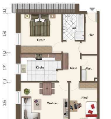 Attraktive, neuwertige 3-Zimmer-Dachgeschosswohnung