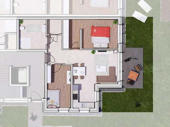 A-WE9- 3 Zimmerwohnung mit Gartenanteil und Terrasse