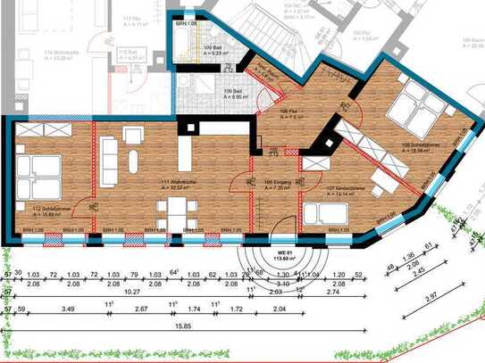 113 m² große 4Raum Wohnung (EG) seperater Eingang mit ca 100 m² Garten