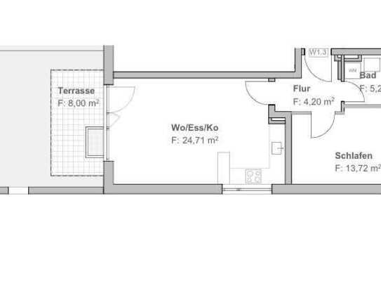 Helle 2-Zimmer-Wohnung mit Terrasse und Garten