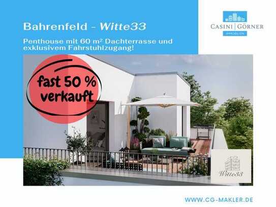 Witte33: Penthouse mit 60 m² Dachterrasse und exklusivem Fahrstuhlzugang im grünen Bahrenfeld!