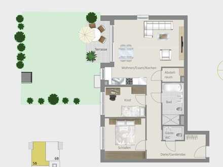 3,5 Zimmer Wohnung mit eigenem Garten im Neubaugebiet!