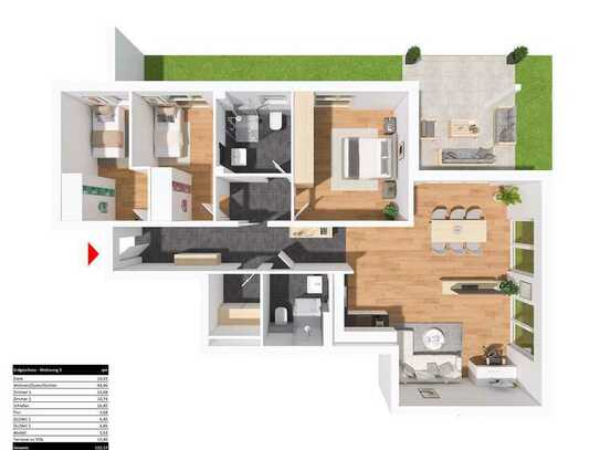 Moderne 4.5 Zimmer Erdgeschosswohnung mit Gartenanteil im Neubaugebiet