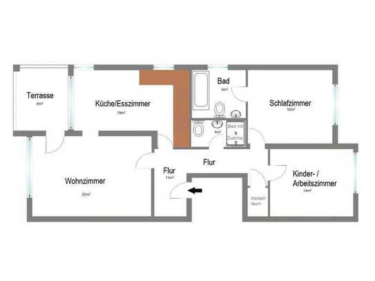 Optimal geschnittene 3-Zimmer-Wohnung (96m2) in Brombach Bühl mit Küche, Terrasse und TG-Stellplatz