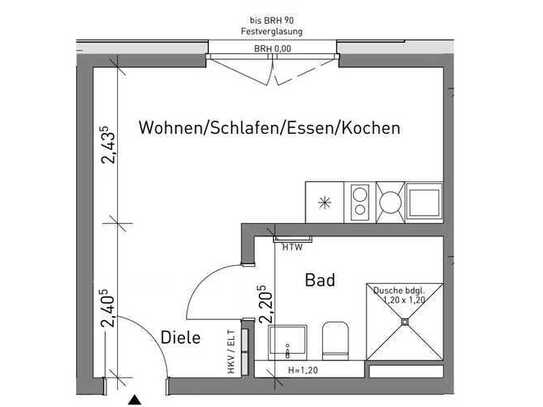 KFW55 Neubau 1-Zimmer-Wohnung mit gehobener Innenausstattung in Nürnberg