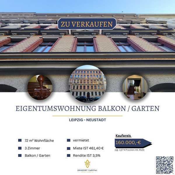 3-Zimmer-Wohnung mit Balkon & Gartenfläche – im zentralen Leipziger Osten