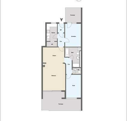 *M19* 
Stilvolle 3 Zimmer Wohnung mit zwei Terrassenbereichen