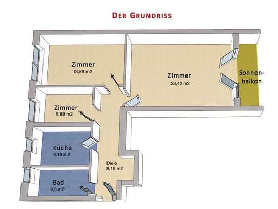 Exklusive 3-Raum-Wohnung mit Balkon in BERLIN