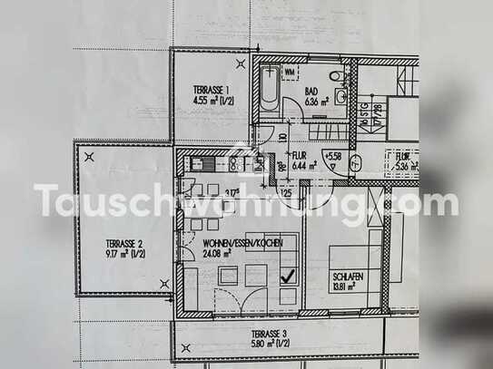 Tauschwohnung: 2 Zimmer wohnung mit 20qm Dachterrasse