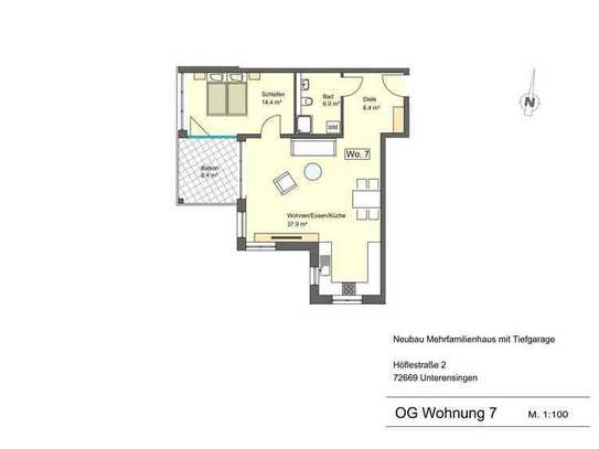 2-Zimmer Obergeschoss Neubauwohnung in Unterensingen