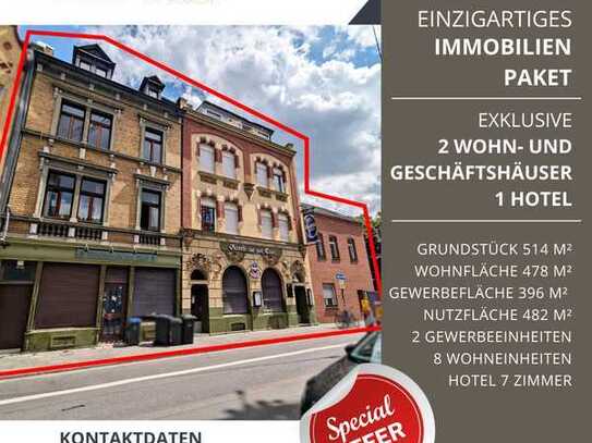 Kölner Kult Immobilien! 2 Wohn- & Geschäftshäuser mit 8 WE & 2 Gewerbeflächen, Hotel mit 7 Zimmer