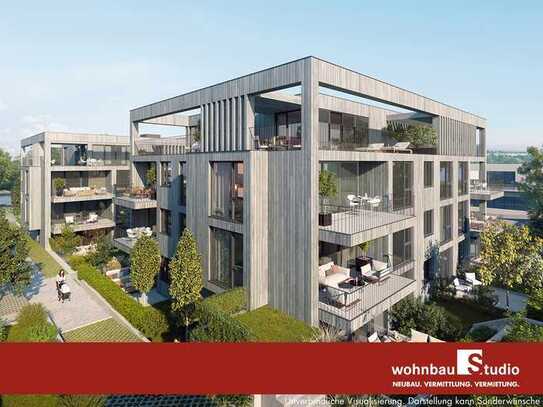 Moderne Holzbauweise! 3,5-Zimmer-Neubau-Wohnung mit sonnigem Garten und Terrasse