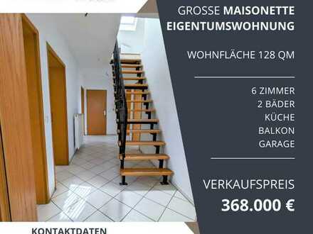 gepflegte Maisonette Eigentumswohnung, 6 Zimmer 128 m², 2 Bäder, 1 Garage, Balkon