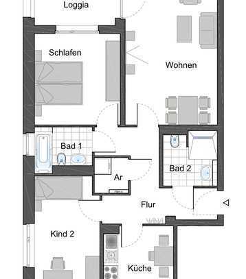 Gemütliche 3-Zimmer Wohnung für Familien mit WBS!