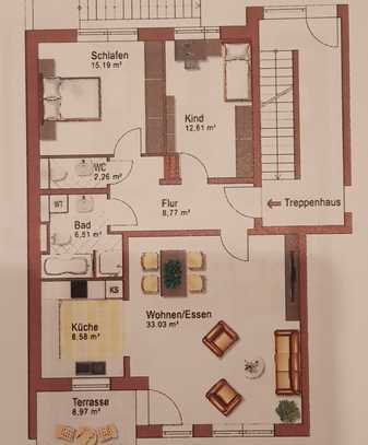 Freundliche, helle 3-Zimmer-Erdgeschosswohnung mit Einbauküche in Einhausen, Kreis Bergstraße