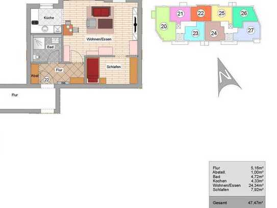Moderne 2-Zimmer Wohnung. W22