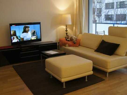 A 2-room fully furnished luxury apartment (55 m2; balcony 12 m2) in Munich-Pasing.