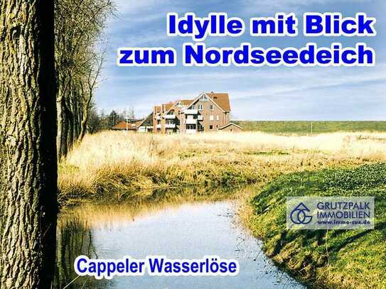 Wohnen am Wasser mit 30 Meter Uferlinie an der Cappeler Wasserlöse, nah zum Nordseedeich