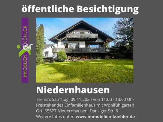 Sie suchen ein Einfamilienhaus mit Fernsicht, traumhaften Garten & Option einer ELW in Niedernhausen