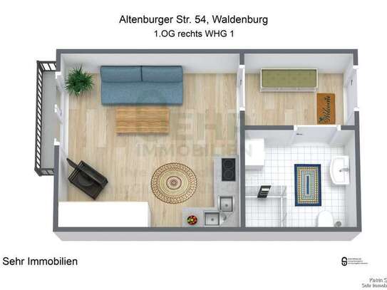 Schöne, barrierefreie 1-Raumwohnung mit ebenerdiger Dusche