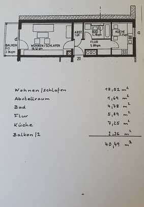 1-Zimmer-Wohnung mit Balkon und Abstellkammer