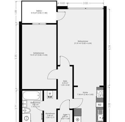 Modernisierte Wohnung mit zwei Zimmern sowie Balkon und EBK in Amberg