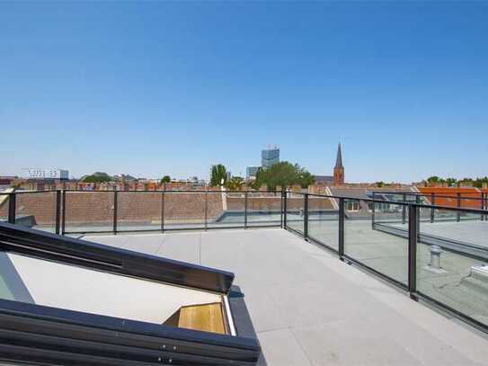 EXKLUSIVES DESIGNER-PENTHOUSE mit DACHGARTEN & 360° VIEW in TOPMODERNISIERTEM ALTBAU -50M zur SPREE!