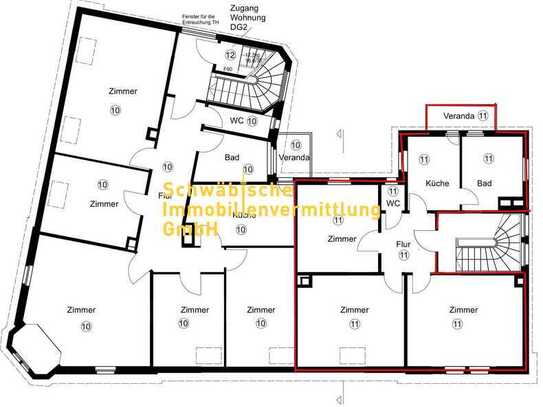 3-Zi.-Whg., 1. DG, Altbau, Veranda, *Sanierungsgebiet*, kein Denkmalschutz