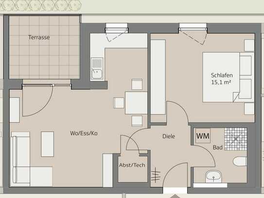 Erstbezug mit Balkon: Exklusive 2-Raum-EG-Wohnung mit gehobener Innenausstattung in Altrip