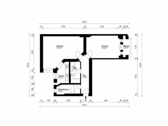 Schöne möblierte 2,5-Zimmer-Wohnung mit Balkon und Einbauküche in Berlin Weißensee - Vertrag für 1 J