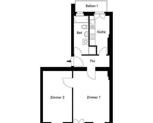 Bezugsfreie 2 Zimmerwohnung mit 2 Balkone & Einbauküche - provisionsfrei-