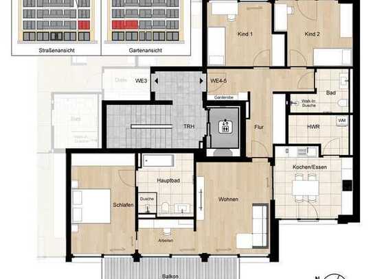 4-Zimmer-Neubauwohnung im 1. OG (WE 4-5) ALTERNATIVER GRUNDRISS