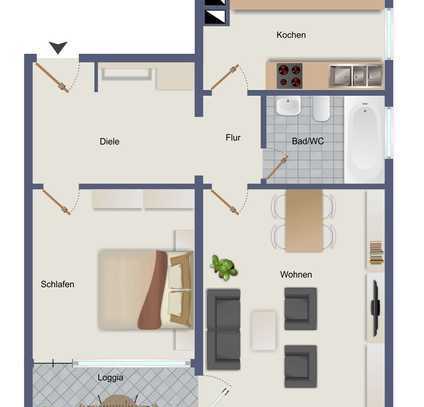 Leerstehende 2-Zimmer-Eigentumswohnung in Obertshausen zu verkaufen