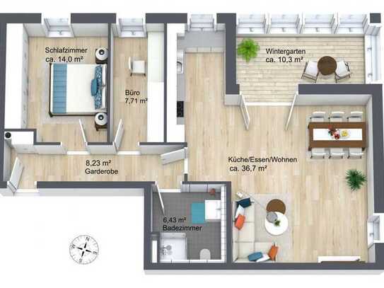 ZUGREIFEN! - 3 Zimmer Wohnung altersgerecht mit Wintergarten und Aufzug WE05