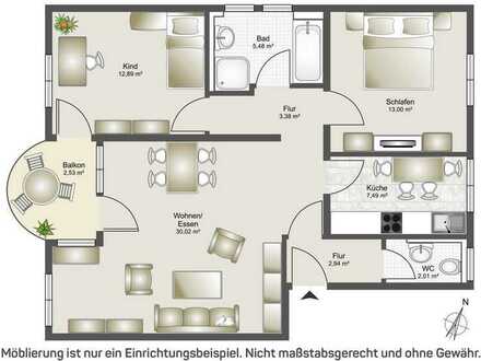 Exklusive, gepflegte 3-Zim.-Wohnung mit Tiefgaragen-Stellplatz, Balkon und Einbauküche in Dietenheim