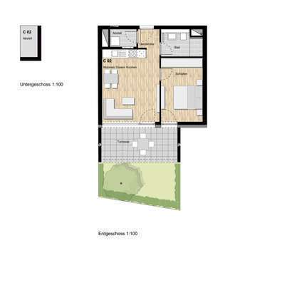 2- Zimmer Neubauwohnung mit Terrasse und Garten