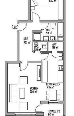 Schöne 2-Zimmer-EG-Wohnung mit Terrasse in Aichach