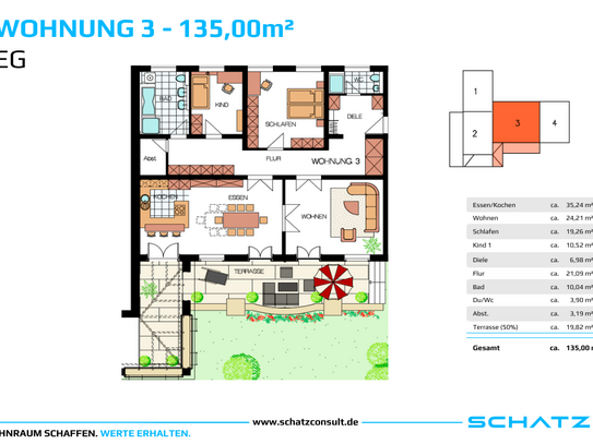 🏛️Sanierte denkmalgeschützte 4 Zimmerwohnung mit Gartenanteil I 🍃 Wohnen im Naturpark I Nr. 3