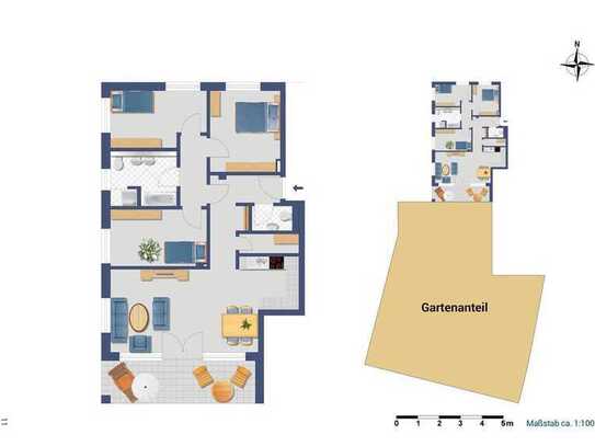 Traumhafte 4-Zimmer-Neubauwohnung mit 354 m² Gartenanteil