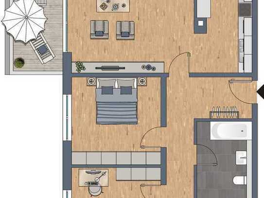 Schön geschnittene, moderne Terrassenwohnung an den Weinbergen Radebeuls