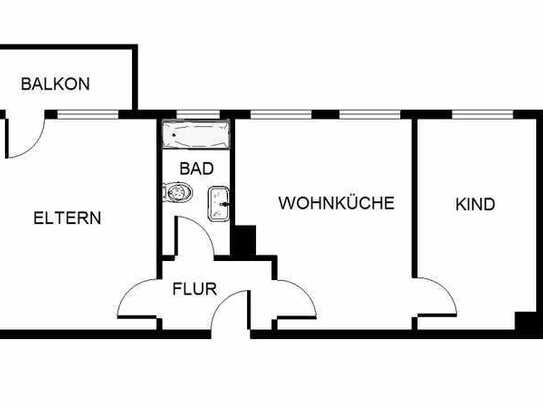 Schöne 2-Zimmer-Wohnung mit Balkon, komplett renoviert