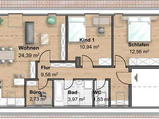 Dachgeschosswohnung in Derching