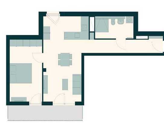 Untermiete (6 Monaten) Erstbezug mit Balkon und Einbauküche: Exklusive 2-Zimmer-Wohnung