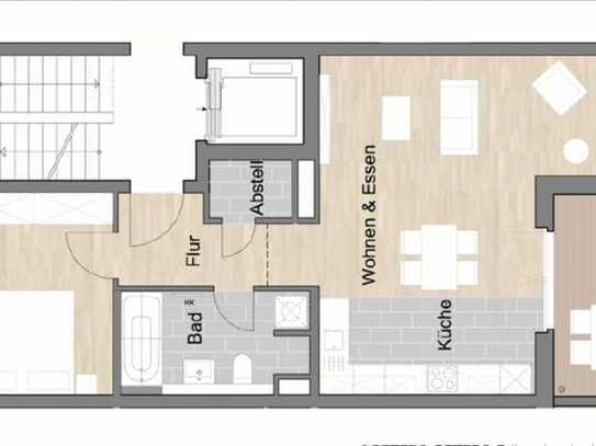 Exklusive, neuwertige 2-Zimmer-Wohnung mit mit Balkon und EBK