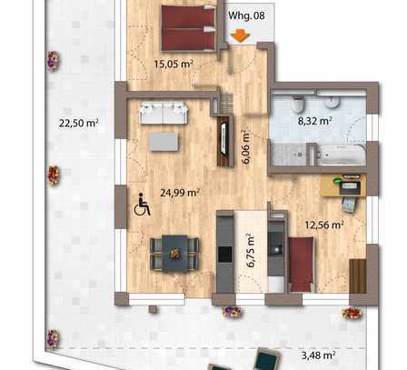 WE08: Schöne 3 Zimmer Wohnung mit Balkon und Einbauküche