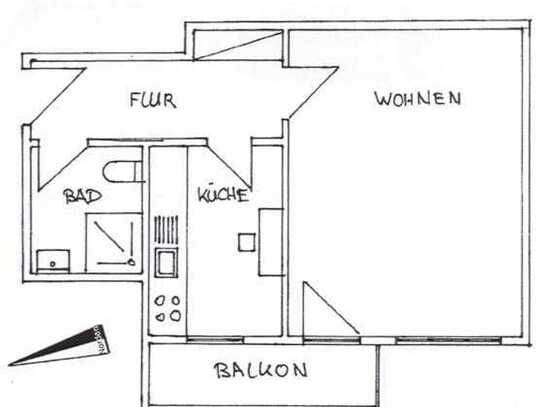 Möbliertes 42 qm Apartment mit West-Balkon / Central furnished apartment with balcony